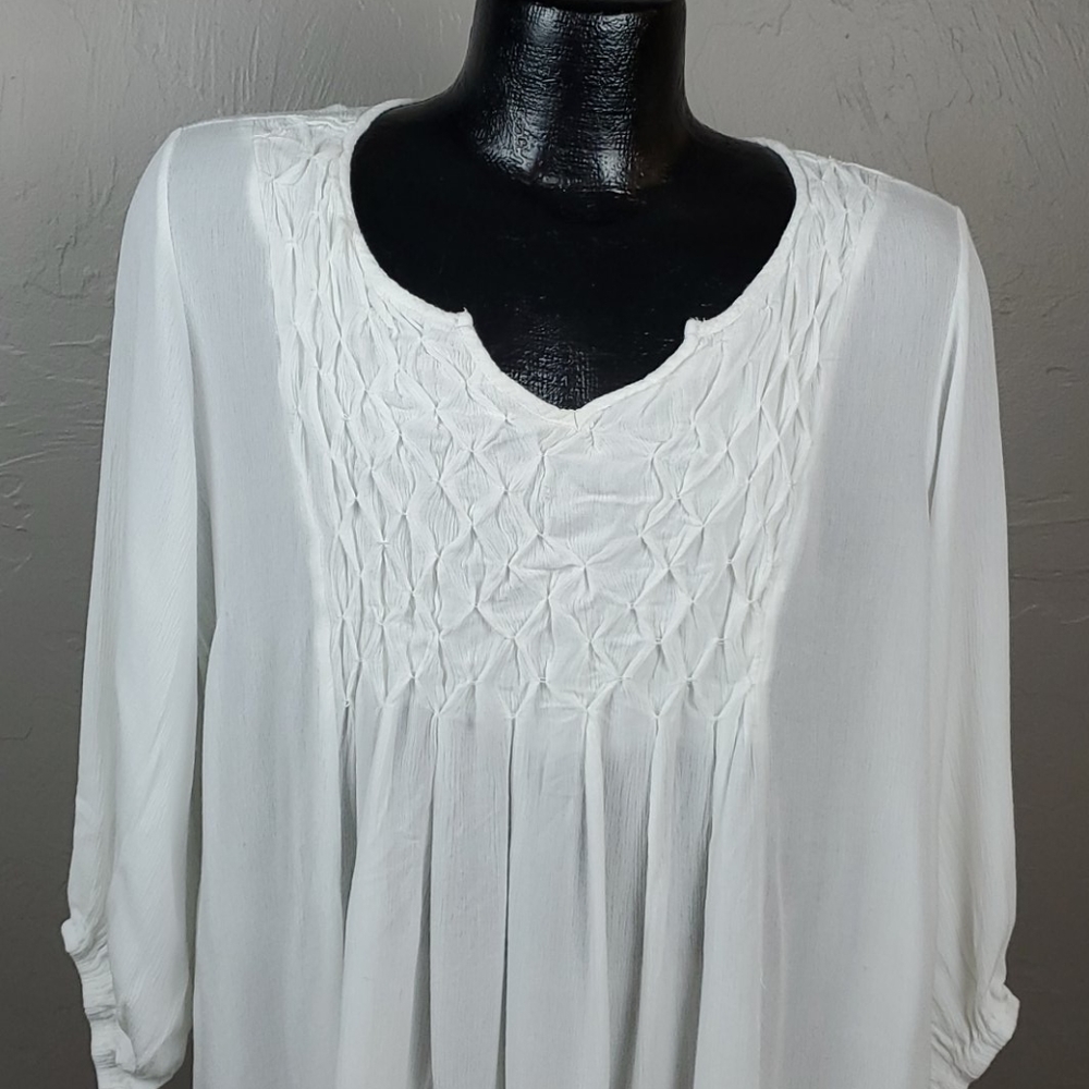 Avenue long sleeve top tunic white women rayon blend size 14/16